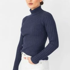 Among The Brave Fashion Phenomenal Navy Marle Rib Knit Tutleneck