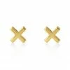 Linda Tahija Cross 14k Gold Plate Stud Earrings Accessories