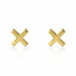 Linda Tahija Cross 14k Gold Plate Stud Earrings Accessories