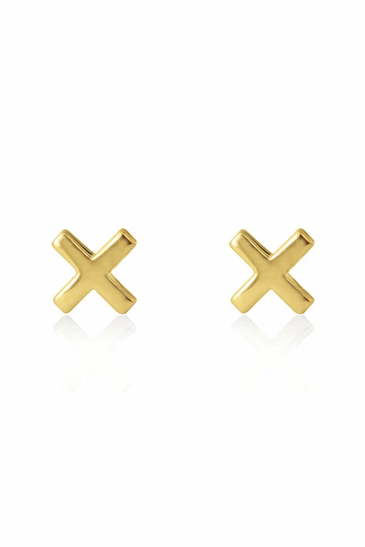 Linda Tahija Cross 14k Gold Plate Stud Earrings Accessories