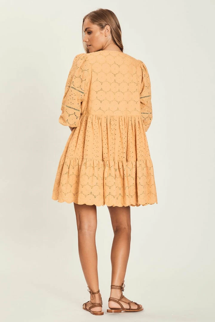Harni Fashion Rosie Butterscotch Mid Sleeve Lace Mini Dress