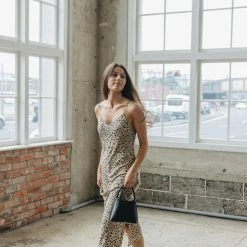 Among The Brave Fashion Moonlight Natural Animal Midi Slip Dress