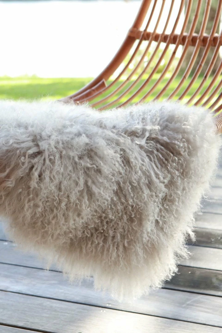 Home Lab Tibetan Lamb Fur Rug Fawn 60 X 90cm