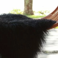 Home Lab Tibetan Lamb Fur Rug Black 60 X 90cm