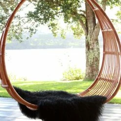 Home Lab Tibetan Lamb Fur Rug Black 60 X 90cm