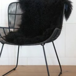 Home Lab Tibetan Lamb Fur Rug Black 60 X 90cm