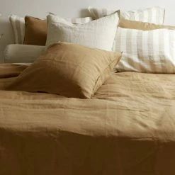 Home Lab 100% French Linen Duvet Cover Set King Ginger