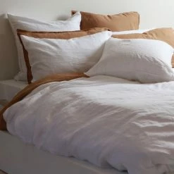 Home Lab Cushion, Throws & Linen 100% French Linen Duvet Cover Set Queen White