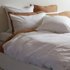 Home Lab Cushion, Throws & Linen 100% French Linen Duvet Cover Set Super King White