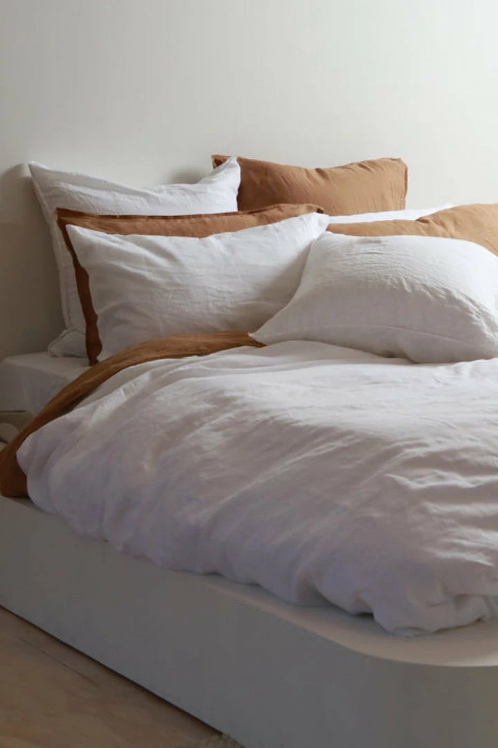 Home Lab Cushion, Throws & Linen 100% French Linen Duvet Cover Set Super King White