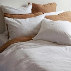 Home Lab Cushion, Throws & Linen 100% French Linen Duvet Cover Set Super King White