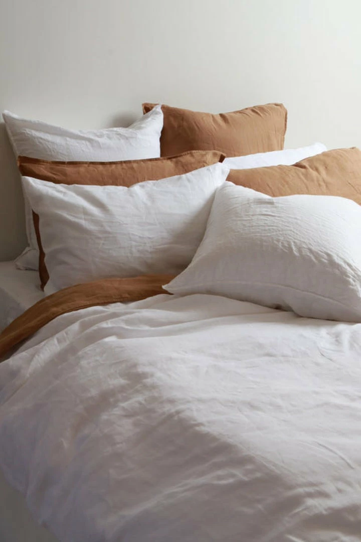 Home Lab Cushion, Throws & Linen 100% French Linen Duvet Cover Set Super King White