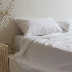 Home Lab 100% French Linen Sheet Set King White