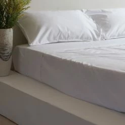 Home Lab 1000TC 100% Cotton Hotel Luxe Sheet Set Queen White Cushion, Throws & Linen