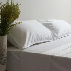 Home Lab 1000TC 100% Cotton Hotel Luxe Sheet Set Queen White Cushion, Throws & Linen