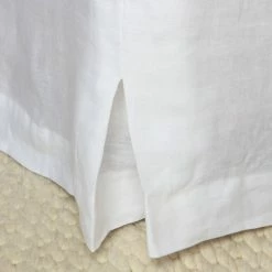Home Lab 100% French Linen Bed Skirt King White