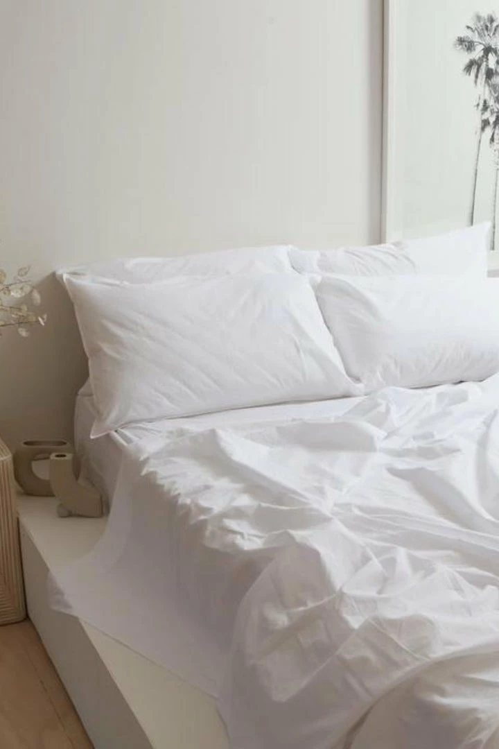 Home Lab 100% Stonewashed Cotton Sheet Set King White Cushion, Throws & Linen