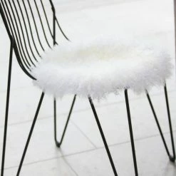 Home Lab Tibetan Lamb Fur Seat Warmer Ivory 4cm Dia