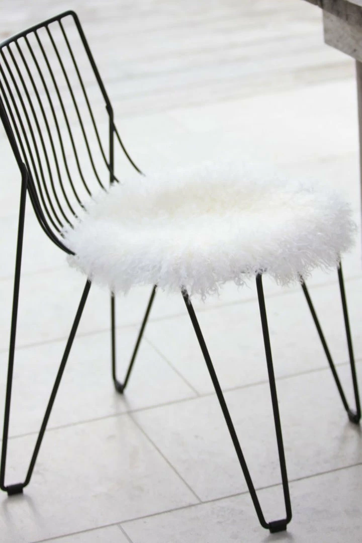 Home Lab Tibetan Lamb Fur Seat Warmer Ivory 4cm Dia