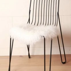 Home Lab Tibetan Lamb Fur Seat Warmer Ivory 4cm Dia