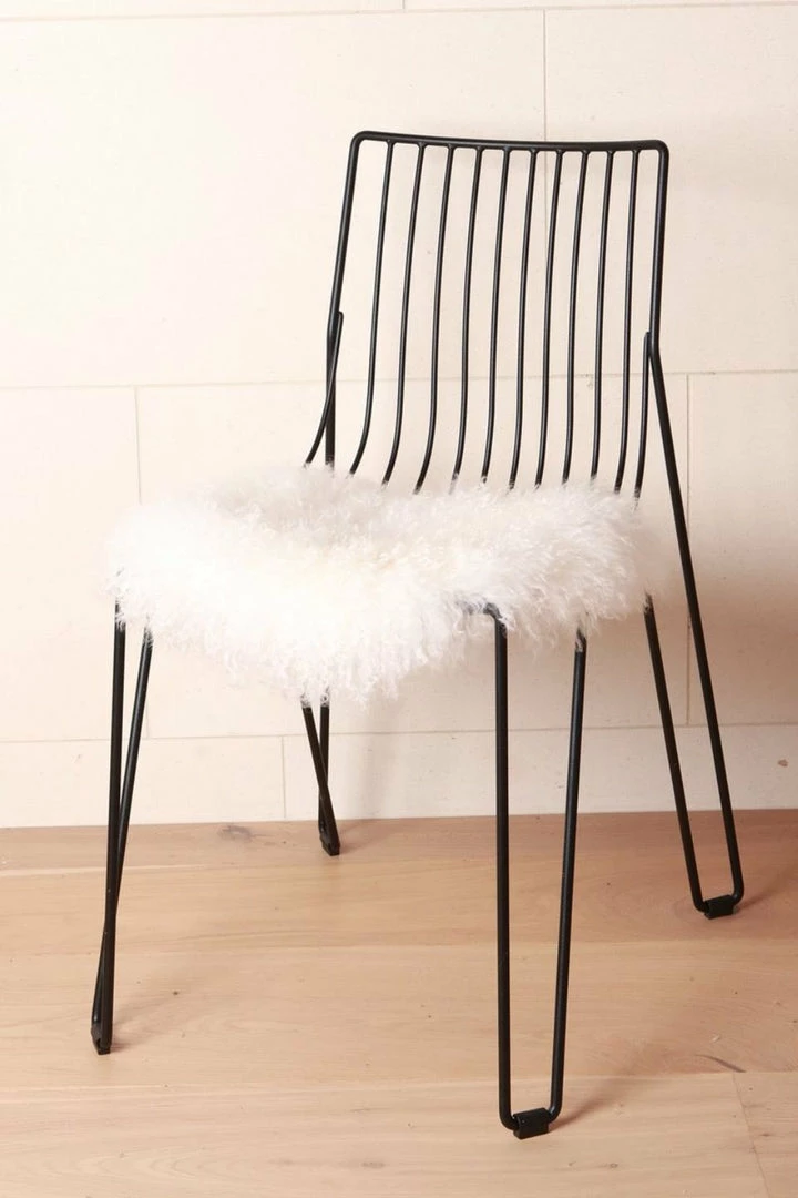 Home Lab Tibetan Lamb Fur Seat Warmer Ivory 4cm Dia