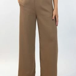 Ivy + Jack Fashion Favourite Walnut Textured Plain Stretch Back Wide Leg Pants