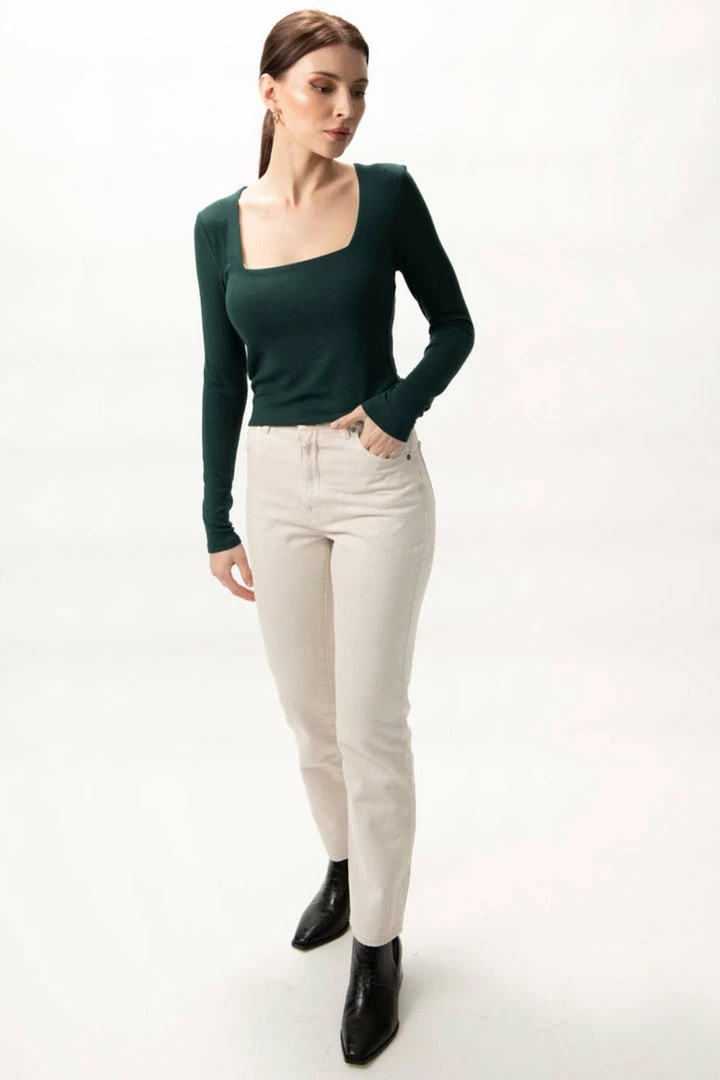 Among The Brave Fashion Dani Forest Square Neck LS Rib Top