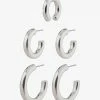 Pilgrim Reconnect Thick Classic Hoop Two Pack With Ear Cuff Earrings Silver Accessories