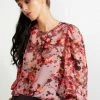 Drama The Label Asher Red Garnet Floral LS Blouse Fashion