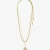 Pilgrim Nomad Double Chain Coin Pendant Necklace Gold