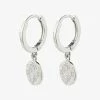 Pilgrim Nomad Coin Sleeper Earrings Silver