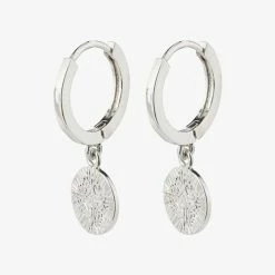 Pilgrim Nomad Coin Sleeper Earrings Silver