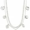 Pilgrim Poesy Double Chain Thick And Thin With Circle Pendants Silver Necklace