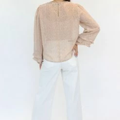 Among The Brave Ava Cream Ditsy Animal Double Ruffle Puff Sleeve Top