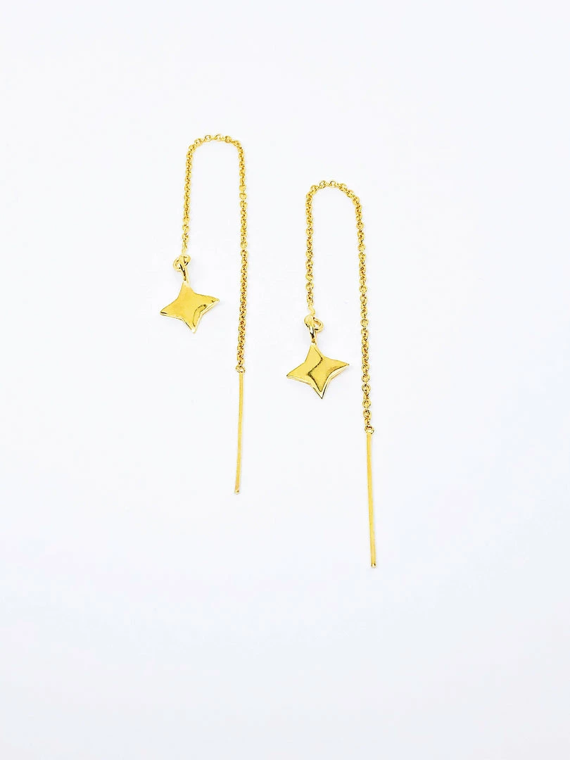 Audrey Loves Ruby Accessories Square Star Thread Earrings