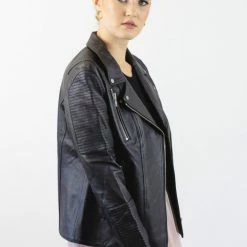 Federation Knew Patch Detail Black Leather Jacket Fashion