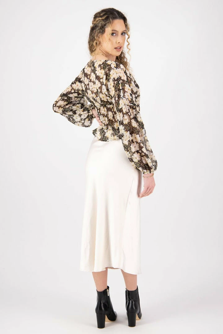 Ivy + Jack Jolie Ivory Gardenia LS Button Down Top Fashion