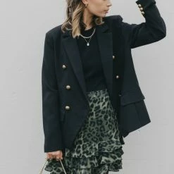 Ivy + Jack Fashion Darling Khaki Leopard Triple Frill Mini Skirt