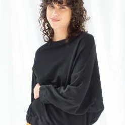 ReCreate Signal Elastic Waist Batwing Black Jumper