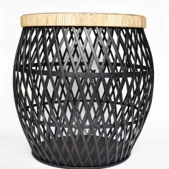 Robert Mark Diona Small Black Rattan Table Furniture