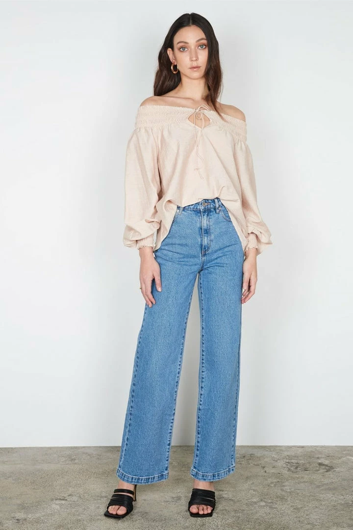 Esmaee Tanana Natural Button Down LS Blouse