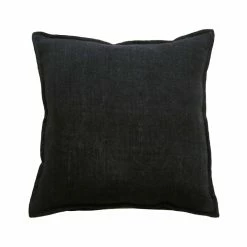 Mulberi Flaxmill Linen Cushion With Feather Inner Black 50x50cm Cushion, Throws & Linen