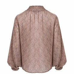 Among The Brave Embrace Rose Ditsy Leaf LS High Neck Shirred Top Fashion