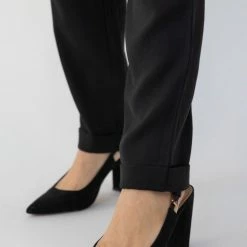Among The Brave Essential Black Tapered Viscose Boyfriend Cuffed Pant Fashion