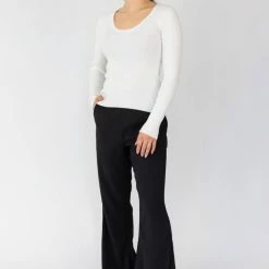 Ivy + Jack Radiant Ivory LS Rib Knit Crew Neck Top