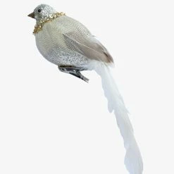 Alison's Acquisitions Fat Robin Jewelled Silver 21cm Christmas Decorations