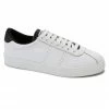 Superga 2843 CLUBS Comfleau White With Black Trim Leather Sneaker