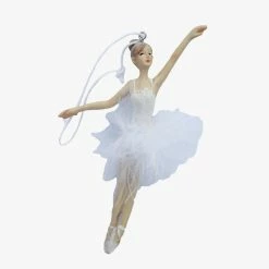 Alison's Acquisitions Ballerina Hanging White Assorted 13cm Christmas Decorations