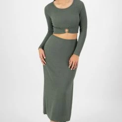 Among The Brave Interstellar Forest Stretch Midi Skirt Fashion