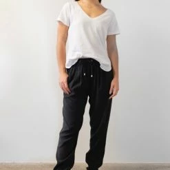 Among The Brave Fast Track Black Elastic Waist Tapered Cupro Jogger Fashion